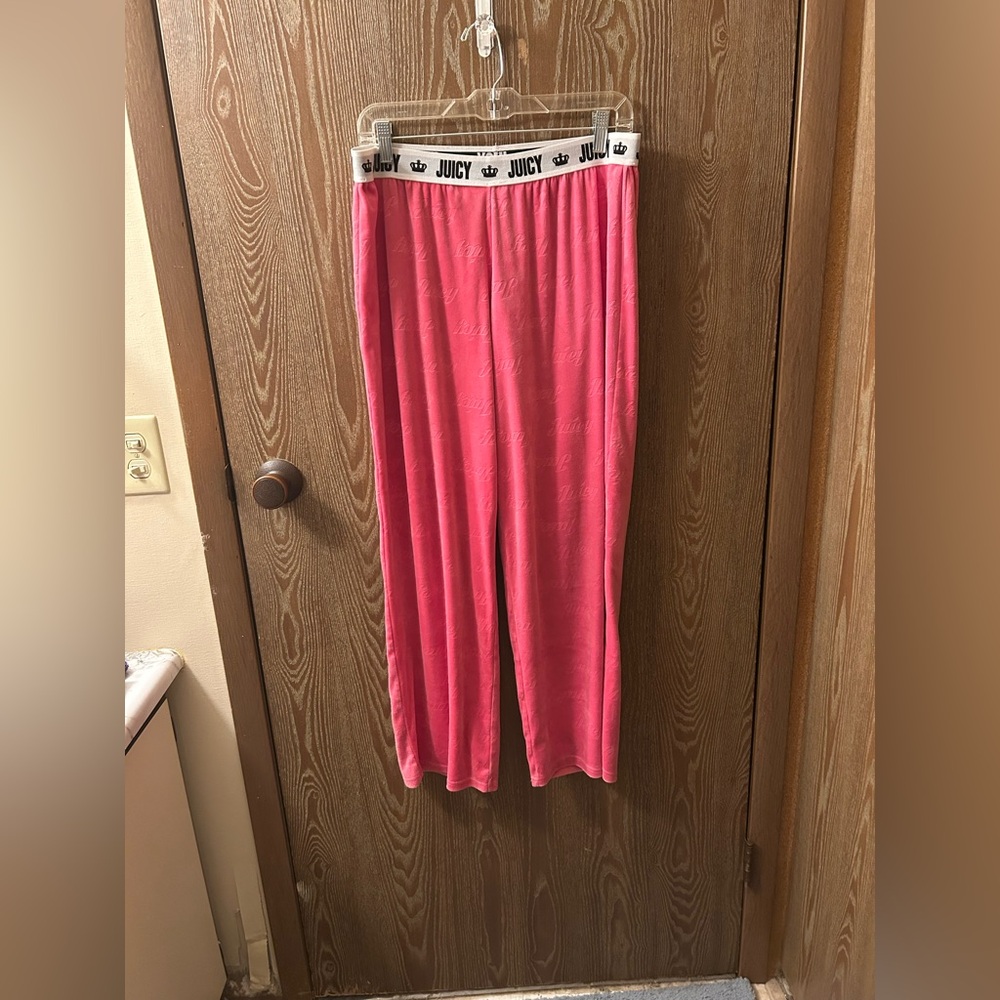 Juicy Couture Hot Pink Velvet Lounge Pants with Logo Waistband